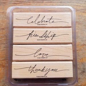 Stampin Up! 2004 Wonderful Words Set of 4 mounted stamps